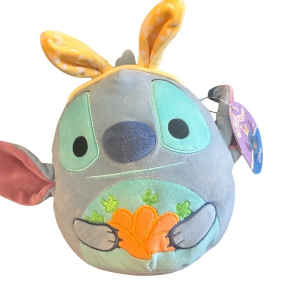 Squishmallows Disney Stitch Plush Easter Bunny Ears Holding Carrot w/ Tag